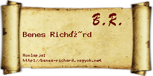 Benes Richárd névjegykártya