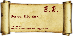 Benes Richárd névjegykártya